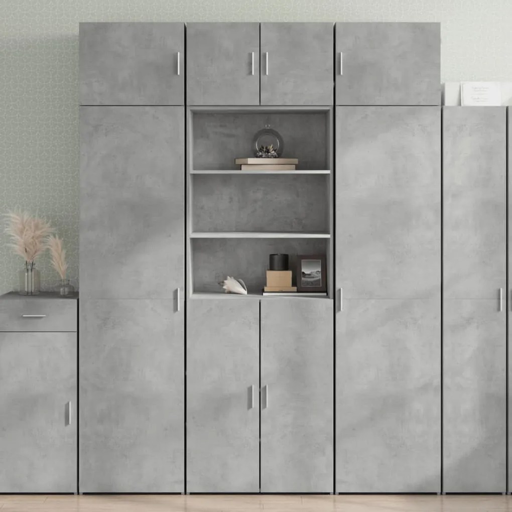 Credenza Grigio Cemento 70x42,5x185 Cm İn Legno Multistrato /