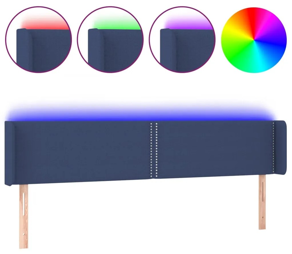 Testiera a led blu 163x16x78/88 cm in tessuto