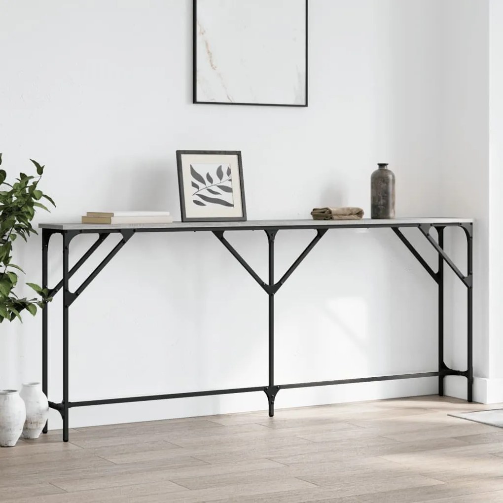 Tavolo Consolle Grigio Sonoma 180x23x75 Cm İn Legno Multistrato /