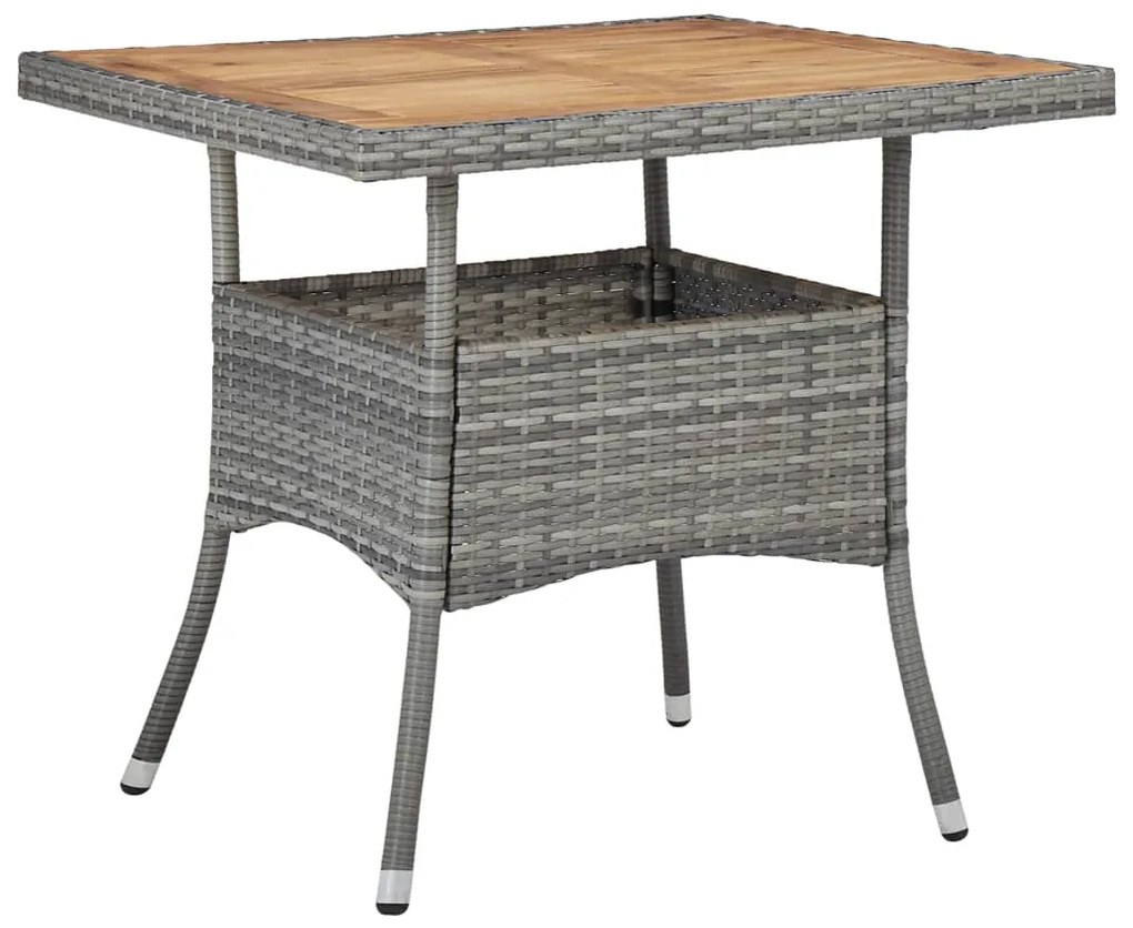 Set mobili da pranzo da giardino 3 pz grigio polyrattan acacia