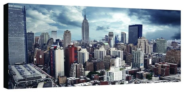 Stampa su tela New York view with stormy sky, multicolore 140 x 70 cm