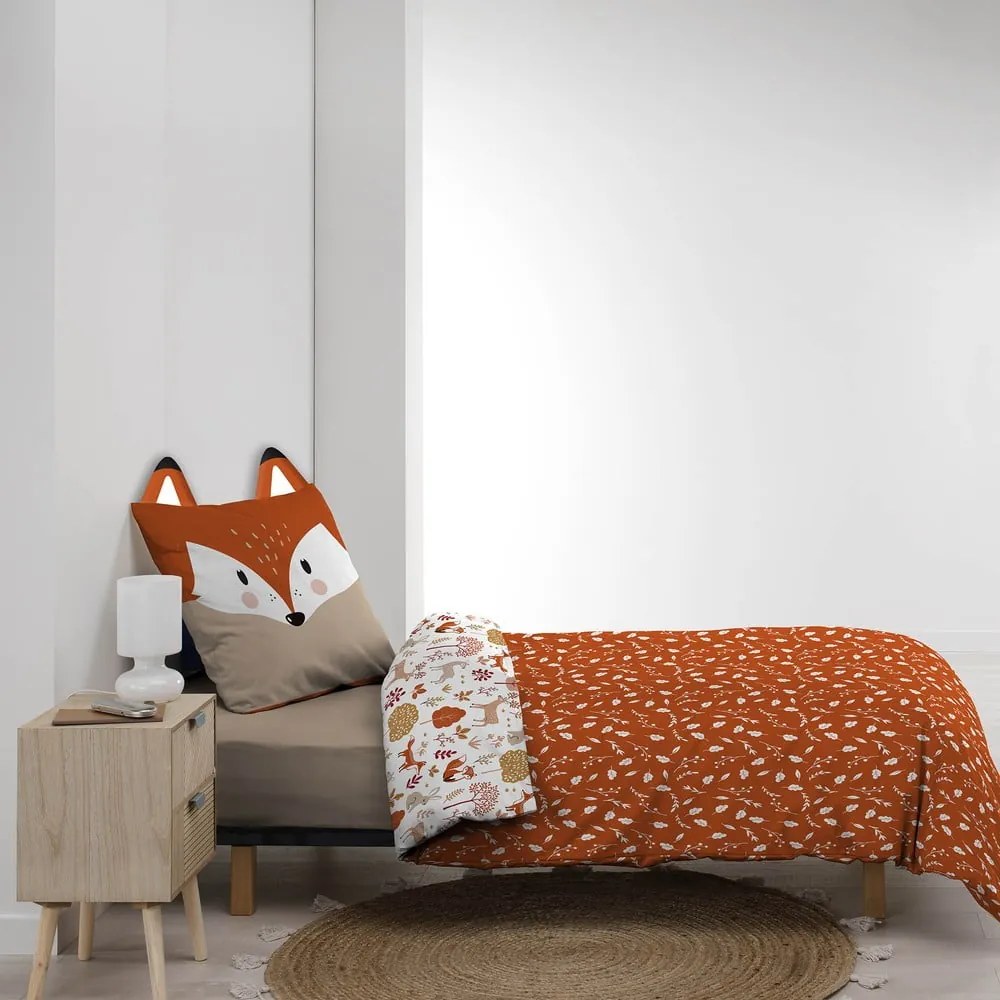 Set copripiumino e federa da bambini bianco/color terracotta in cotone per letto singolo 140x200 cm Roxy – douceur d'intérieur