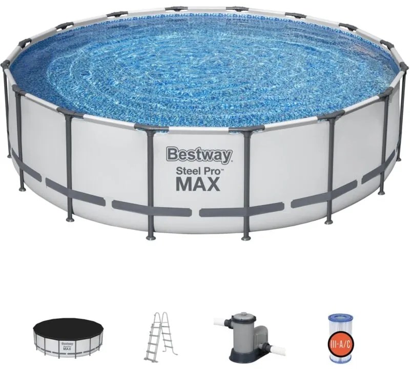 Piscina tonda fuori terra steel pro max Bestway 488xH122 -5612Z + pompa, scaletta e telo