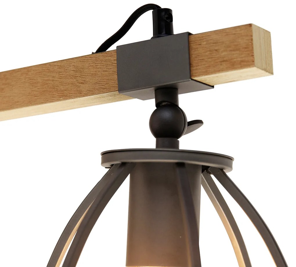 Lampada da parete intelligente grigio scuro con legno regolabile incl. Wifi A60 - Arthur