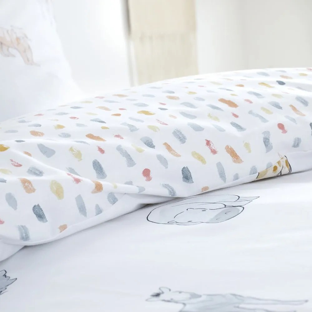 Biancheria da letto in cotone per bambini 200x135 cm Zoo Animals - Bianca