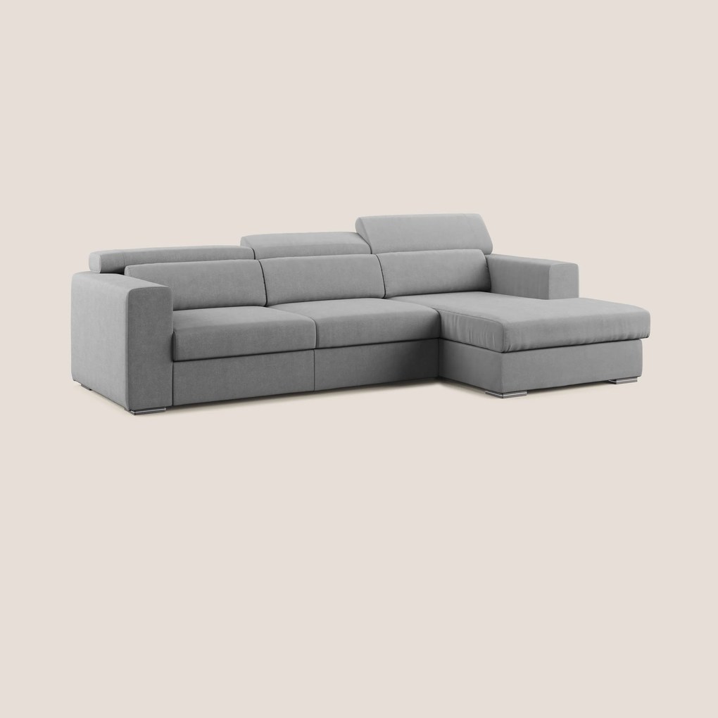 Vegas divano angolare con poggiatesta reclinabili in microfibra impermeabile T11 grigio