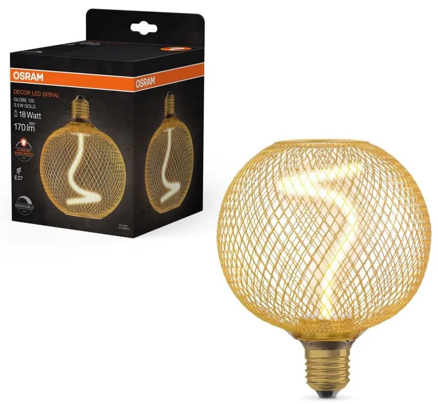 Lampadina LED dimmerabile DECOR FILAMENT G125 E27/3,5W/230V 1800K oro - Osram