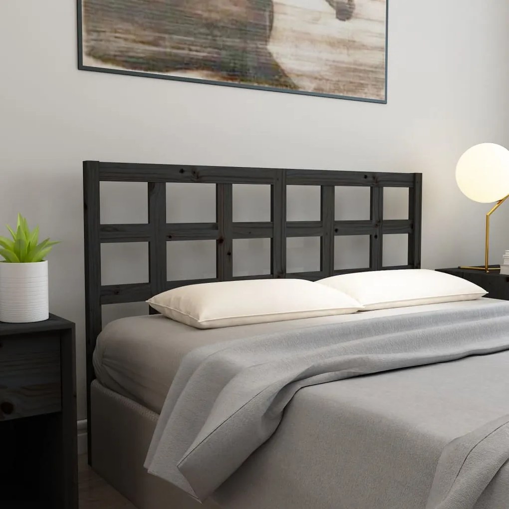 Testiera Per Letto Nera 165,5x4x100cm İn Legno Massello Di Pino /