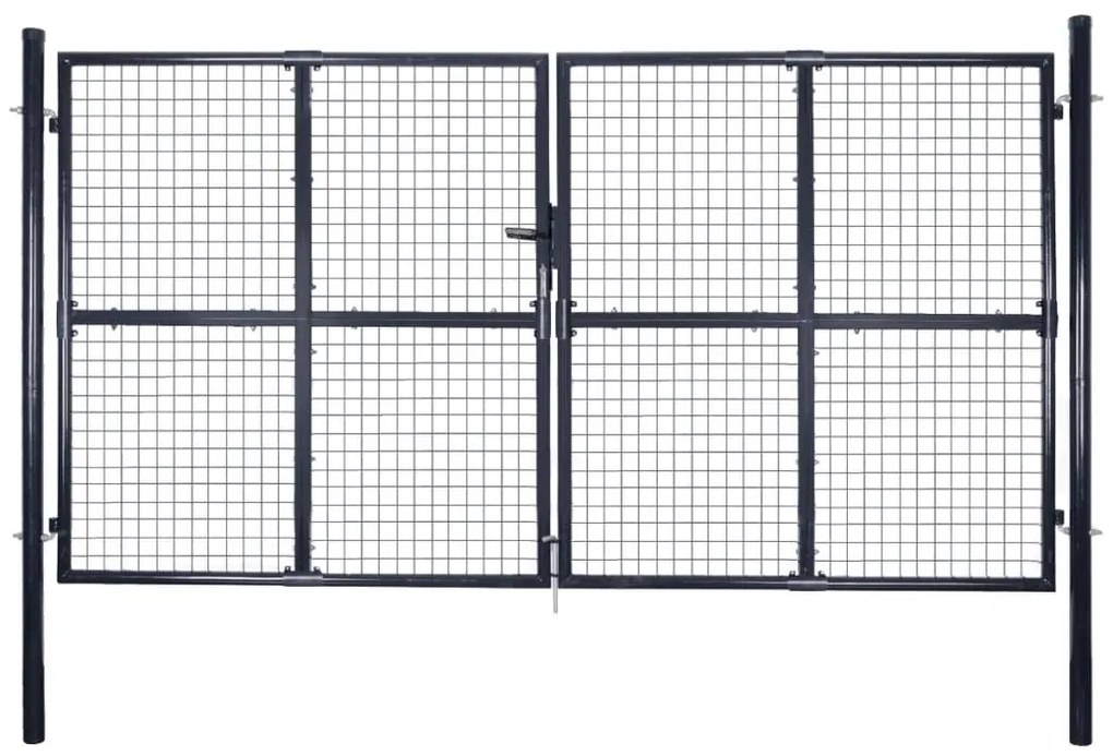Cancello Per Giardino Rete İn Acciaio Zincato 289x200 Cm Grigio /