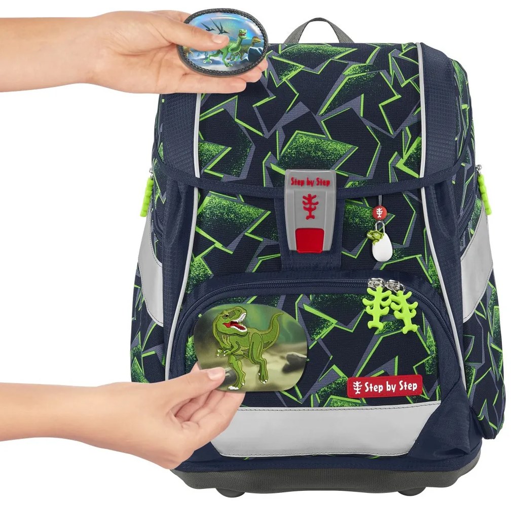 Zaino/cartella scuola 2IN1 PLUS – Set 6 pezzi, Step by Step Wild T-Rex Taro