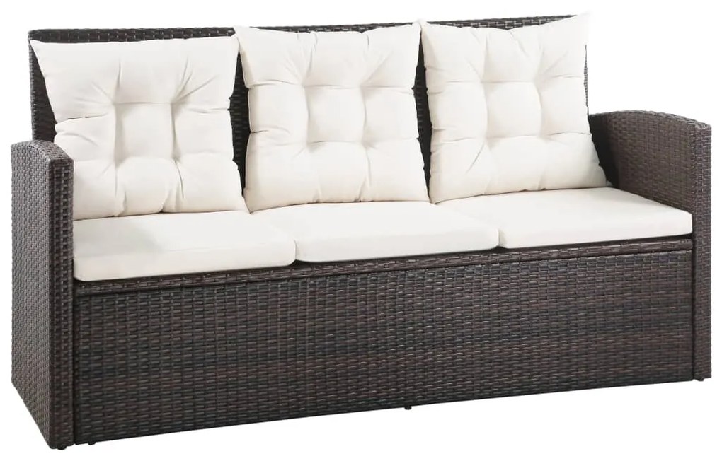 Set Divani da Giardino 5 pz con Cuscini in Polyrattan Marrone