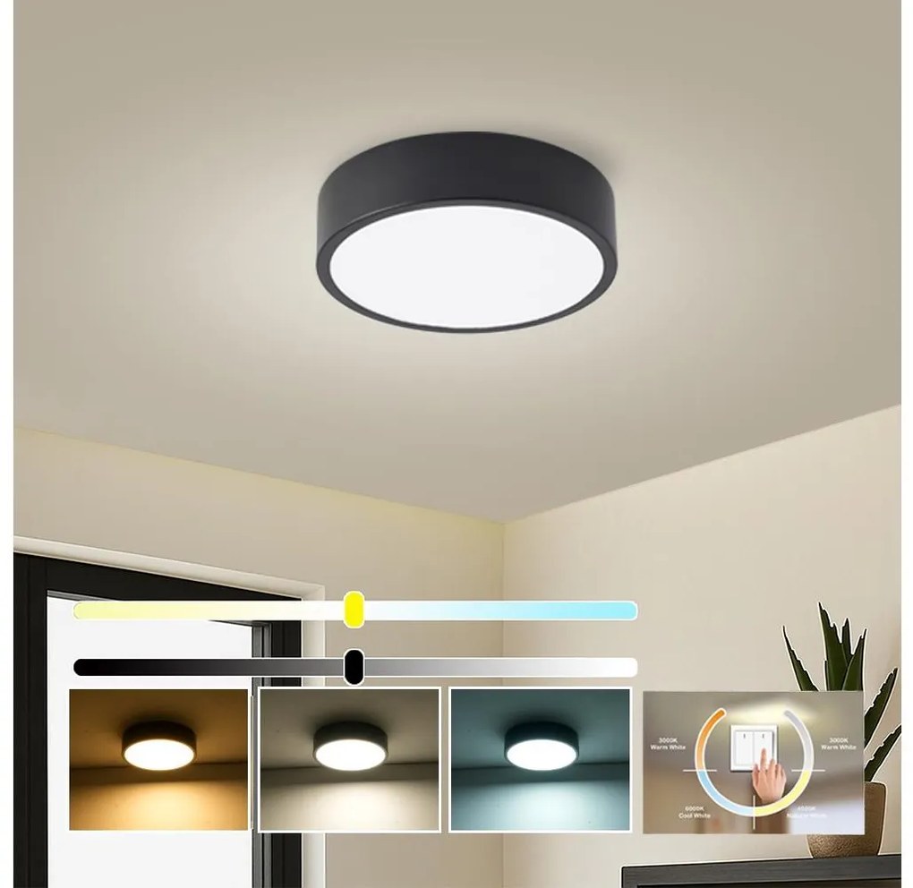 Brilagi - Plafoniera LED POOL LED/18W/230V 3000/4500/6000K Ø 20 cm nero