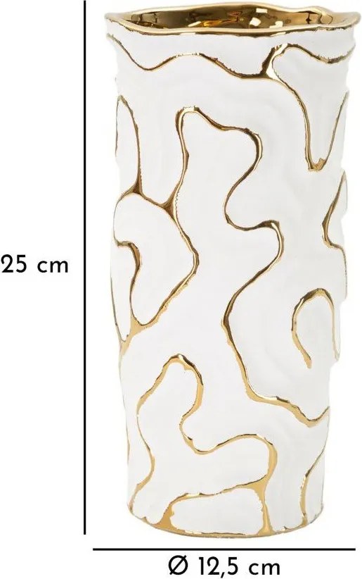 Vaso bianco/dorato in ceramica (altezza totale 25 cm) Adore – Mauro Ferretti