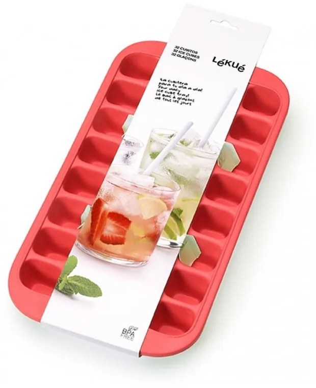 Stampo per ghiaccio in silicone rosso, 32 cubetti Industrial - Lékué