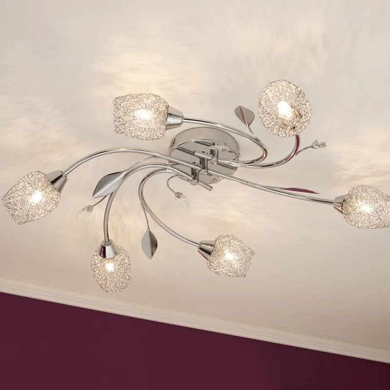 Plafoniera neoclassico Adriana Ø 60 cm cromo IP20, 6XG9