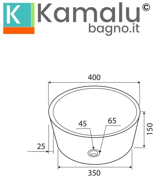 Kamalu - lavabo da appoggio rotondo in marmo crema 40cm | litos-tc40