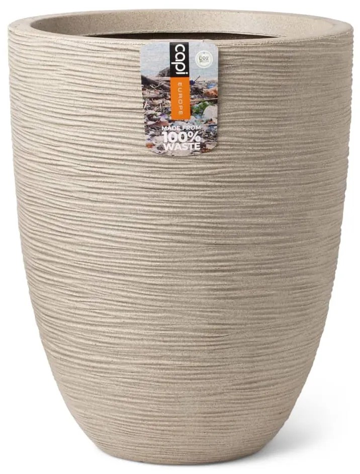 Vaso Elegante Basso Waste Rib 34x46 Cm Beige Terrazzo /
