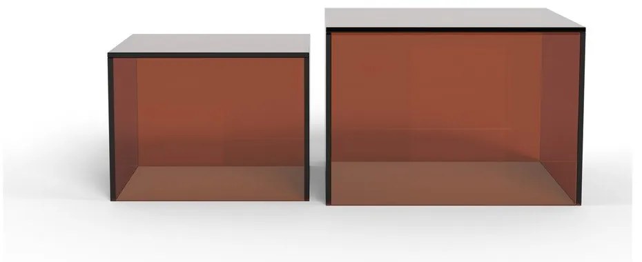 Set di tavolini da salotto marroni in vetro 2 pz 50x50 cm Dice – Actona