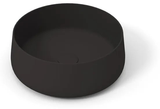 Lavabo da appoggio OLYMPIA CERAMICA tondo piletta non inclusa in ceramica nero piletta non inclusa