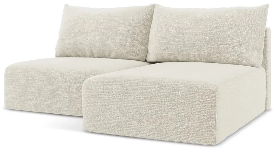 Divano angolare color crema allungabile/con contenitore (con penisola a destra) Kalena – Makamii