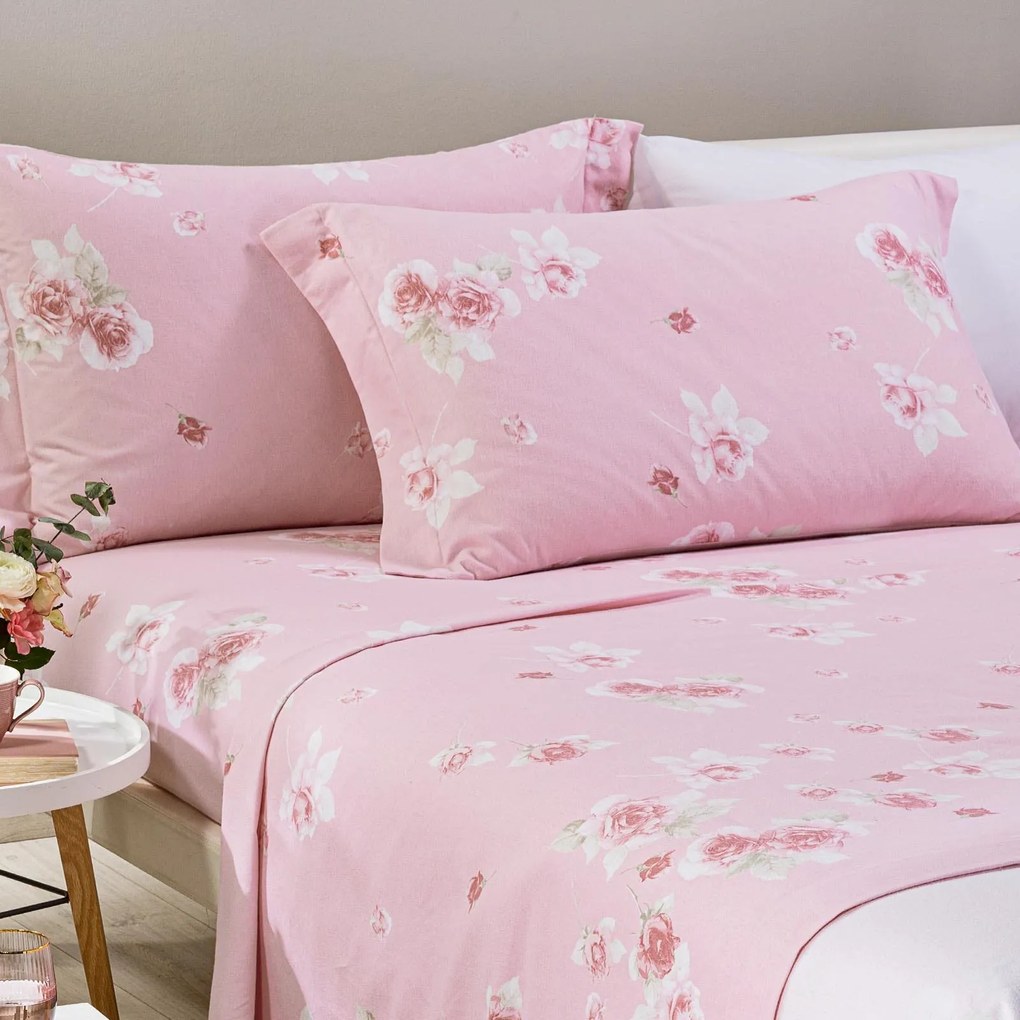 Lenzuola Floral Style flanella Singolo Rosa in Flanella