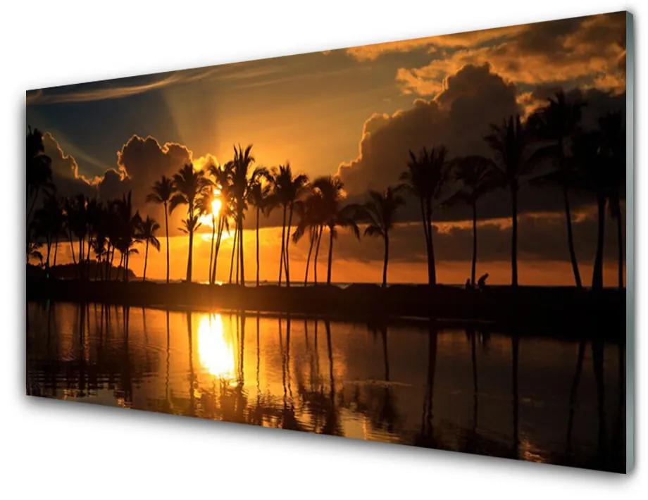 Quadro vetro acrilico Alberi, sole, paesaggio 100x50 cm