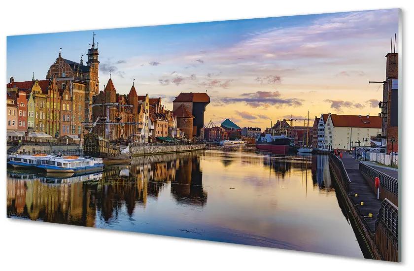 Quadro vetro acrilico Port River Port River di Gdańsk 100x50 cm