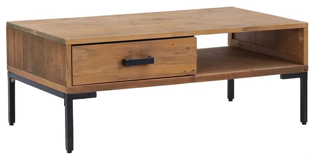 Tavolino da salotto 90x50x35cm legno massello di pino riciclato