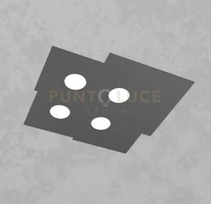 Plate plafoniera 4 luci quadra grigio antracite 1129-pl4-ga