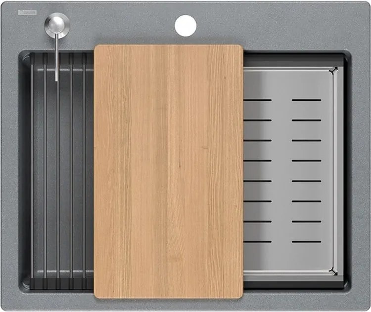 Lavello in granito KURT 110 WORKSTATION Grey Metallic