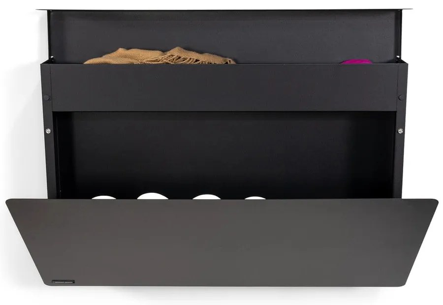Scarpiera nera in metallo con ante ribaltabili/da parete 78x48x13 cm Luigi – Spinder Design