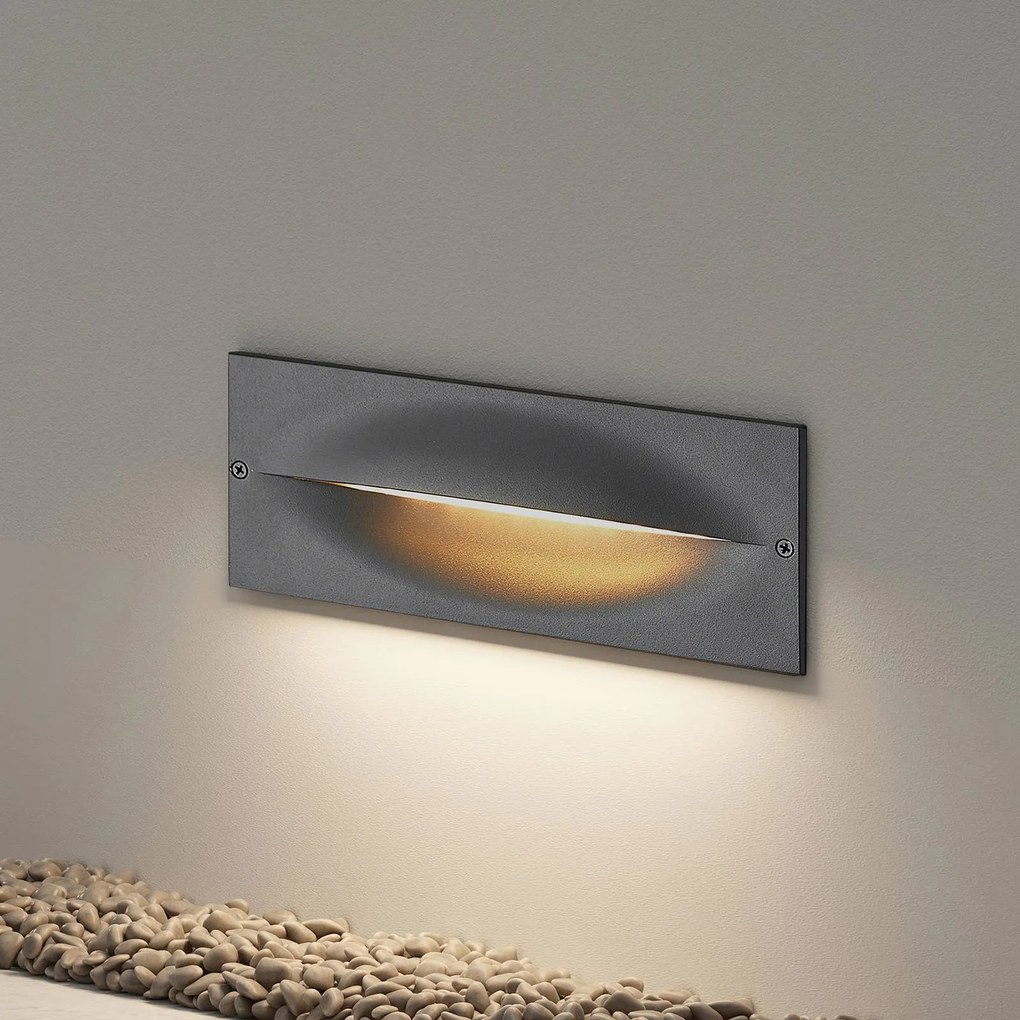 Lucande Applique a LED da incasso Zandro, 25 cm, antracite, IP65 Zandro, Nero, Alluminio, Moderno, Applique da esterni