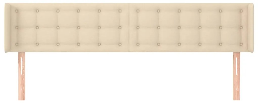 Testiera ad orecchio crema 163x16x78/88 cm in tessuto