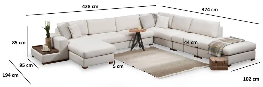 Divano angolare bianco (a U) Loop - Balcab Home