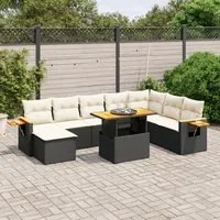 Set Divani da Giardino 9 pz con Cuscini Nero in Polyrattan 3273653