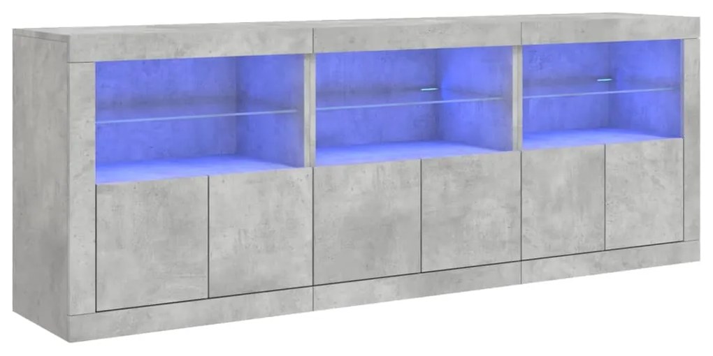 Credenza con luci led grigio cemento 181,5x37x67 cm