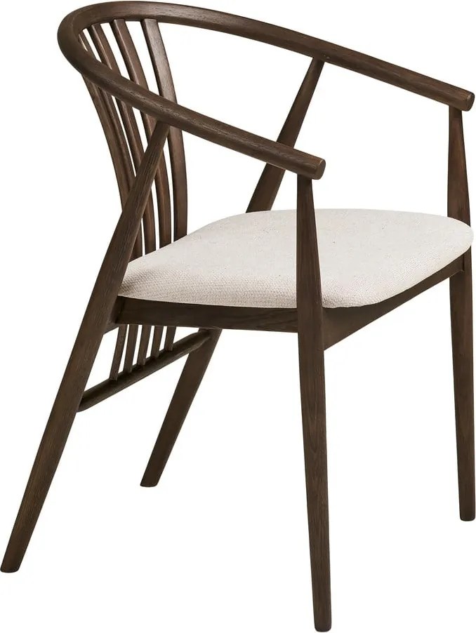 Sedia da pranzo marrone scuro in rovere massiccio con braccioli Agustin – House Nordic