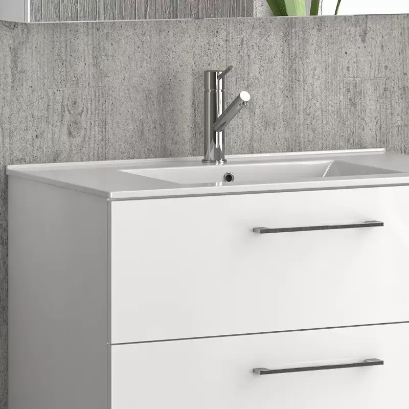 Mobile bagno sospeso 80cm con lavabo incasso e due cassetti EL-80L - KAMALU