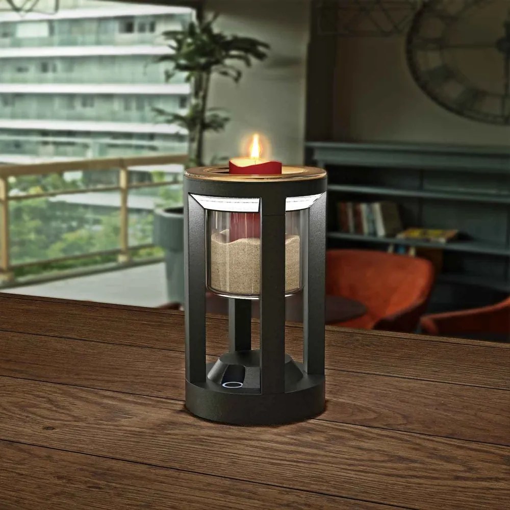 Lampada Portavaso da Tavolo Ricaricabile 2.2W, IP54 CCT - Nera Colore del corpo Nero