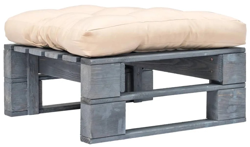 Ottomana Da Giardino İn Pallet Con Cuscino Sabbia Legno Grigio /