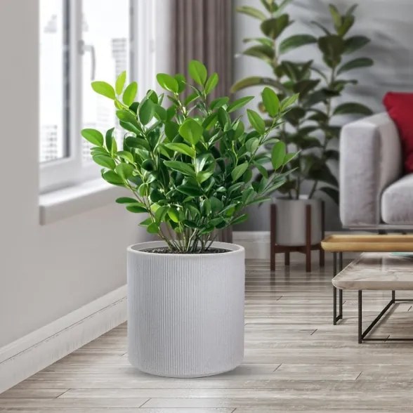 Vaso in resina da esterno interno tondo cilindrico d.36x35h Modigliani Beige