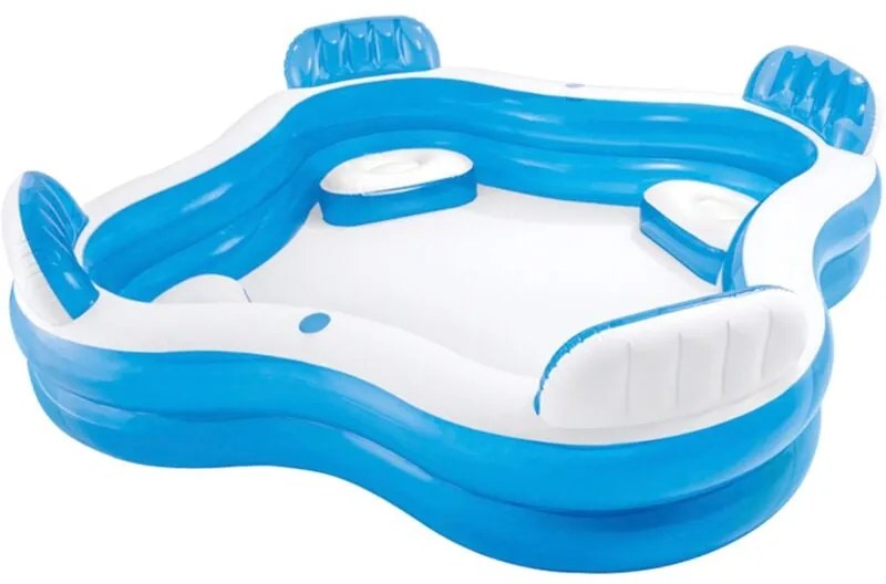 Intex 56475NP - Piscina Gonfiabile Family Quadrata, con Quattro Sedili, Vinile, Multicolore, 229x229x66 cm