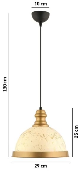 Sospensione a cavo MONZA 1xE27/40W/230V Ø 29 cm crema/bronzo