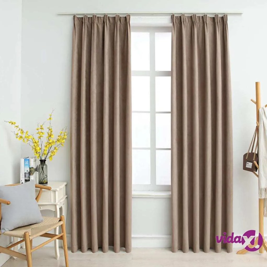 vidaXL Tende Oscuranti con Ganci 2 pz Grigio Talpa 140x175 cm