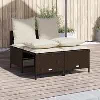 Set Divano da Giardino 4 pz con Cuscini Marrone in Polyrattan 368381