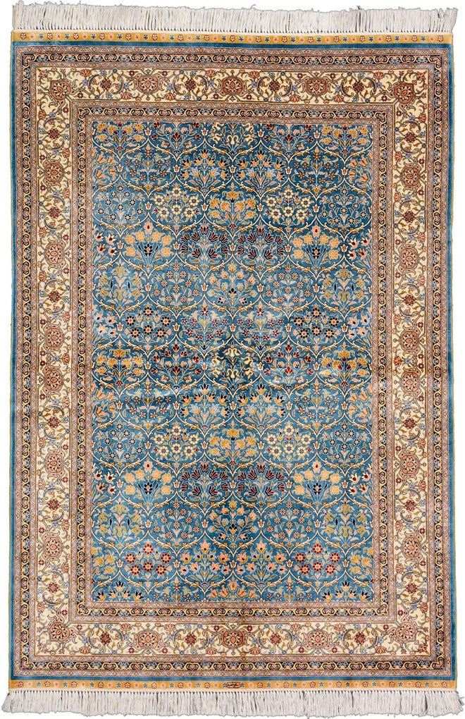 Hereke Tappeto orientale 130 x 180 Turchese (Cina) Annodato A Mano