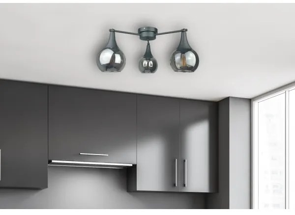 Lampadario a plafone STAR 3xE27/60W/230V nero/fumé nero