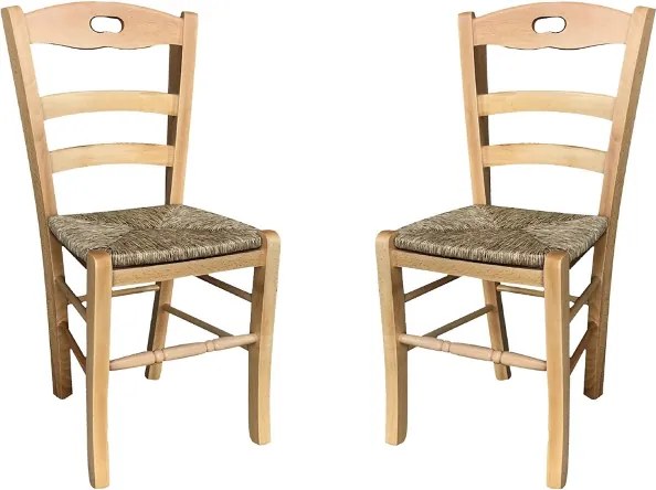 Sedia da cucina con seduta paglia LOIRE Naturale SET 2 PZ
