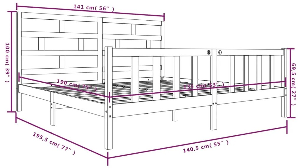 Giroletto in Legno Massello 135x190 cm Small Double