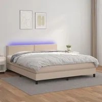 Giroletto Molle Materasso e LED Cappuccino 160x200cm Similpelle 3134176